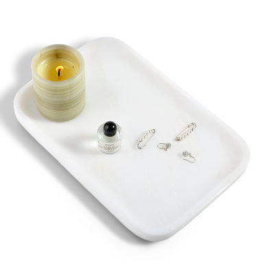 Koville White Rectangular Tray (11.7 × 7.8 × 0.7 in) – Illuminating Elegant Spaces