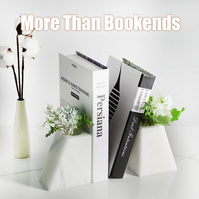 Koville White Trapezoid Vase Bookends – Illuminating Elegant Spaces