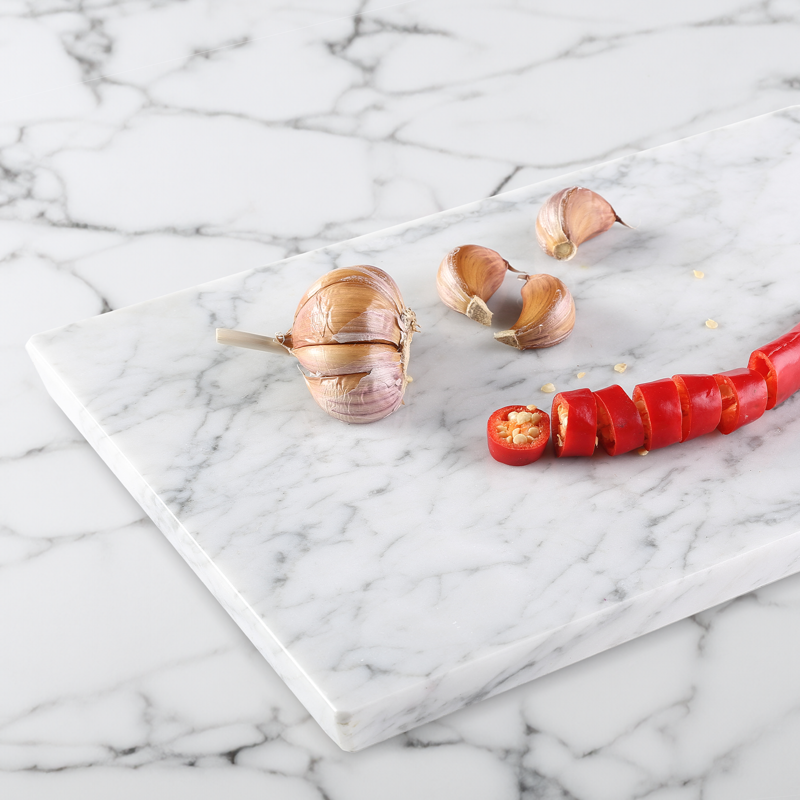 Koville Natural Marble Rectangle Pastry Board-Bianco Carrara