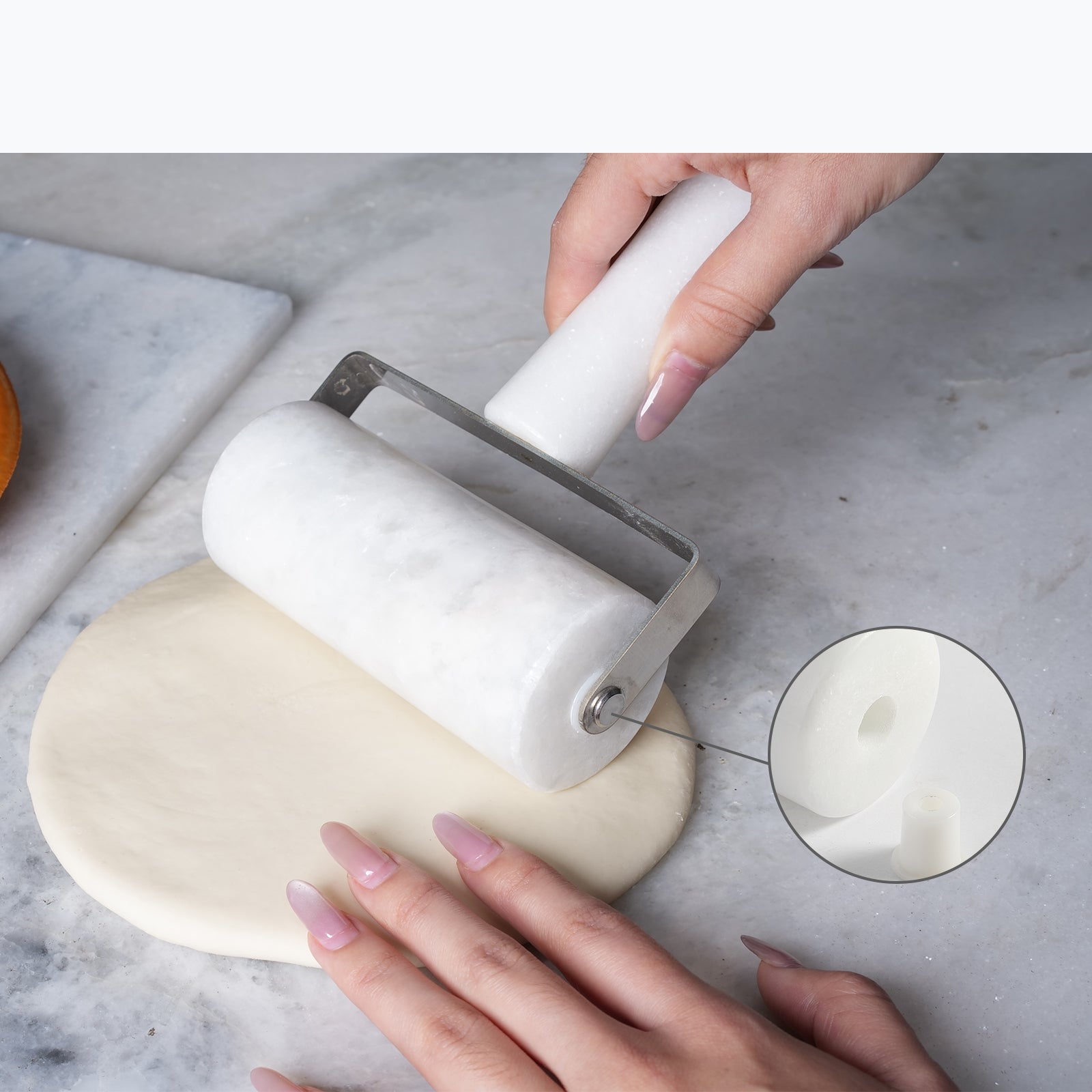 Koville Natural Marble Rolling Pin Pizza Roller-Namib Fantasy