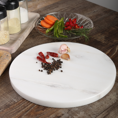 Koville White Round Pastry Board – Illuminating Elegant Spaces · Natural Pattern B