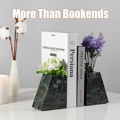 Trapezoid Vase Bookends - Marble (Indian Green)