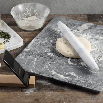 Natural Marble Rolling Pin with Wooden Base,16 inch-Namib Fantasy