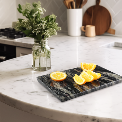 Koville Blue Rectangle Pastry Board (11.9 × 7.9 × 0.7 in) – Calm Depth for Modern Spaces