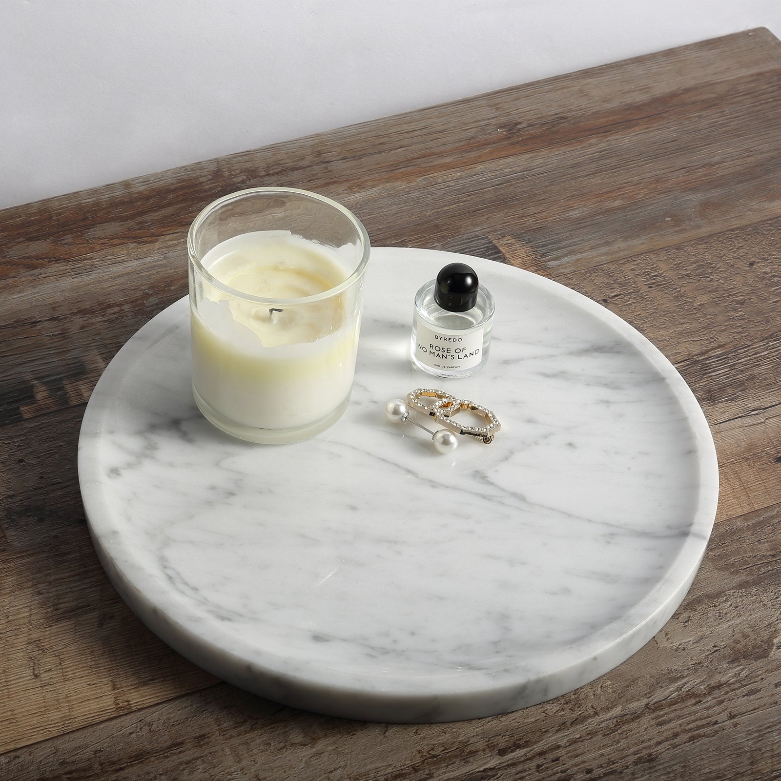 Round Serving Tray - Marble (Arabescato)