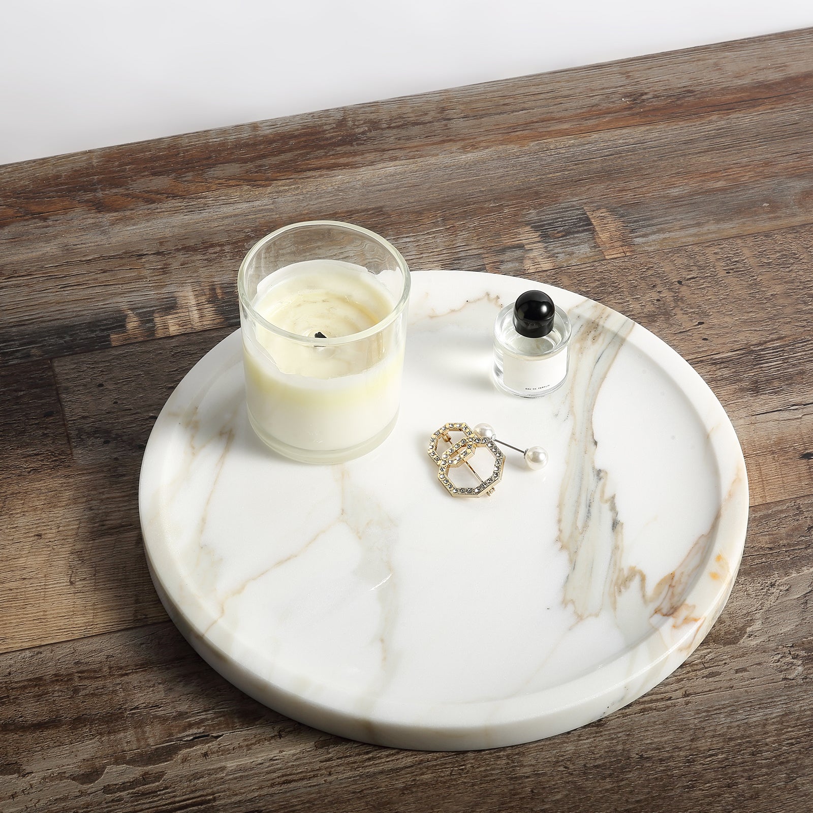 Round Serving Tray - Marble (Statuario)