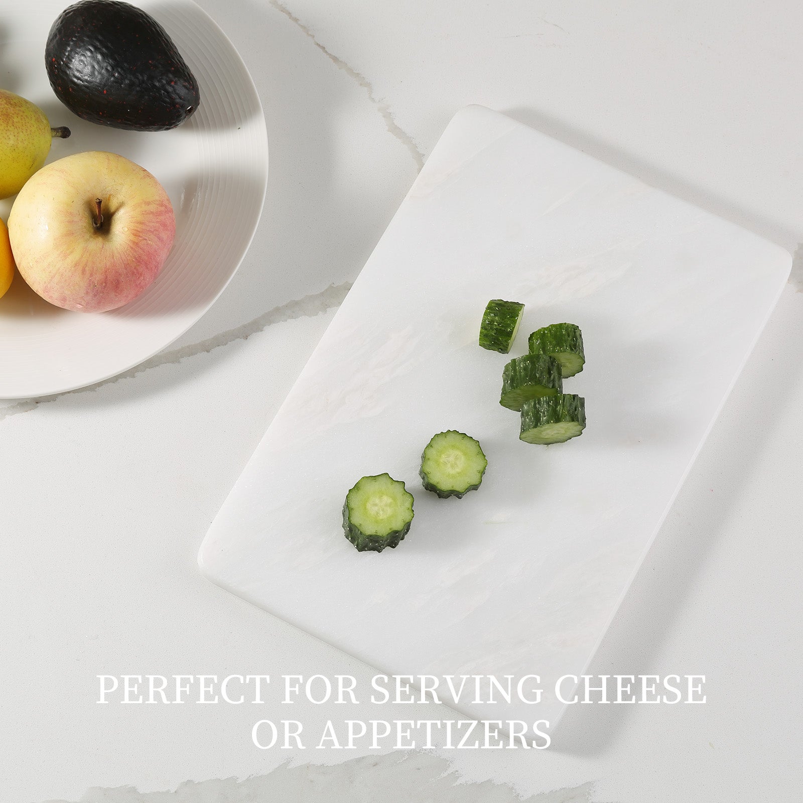 Koville Natural Marble Rectangle Pastry Board-Namib Bianco