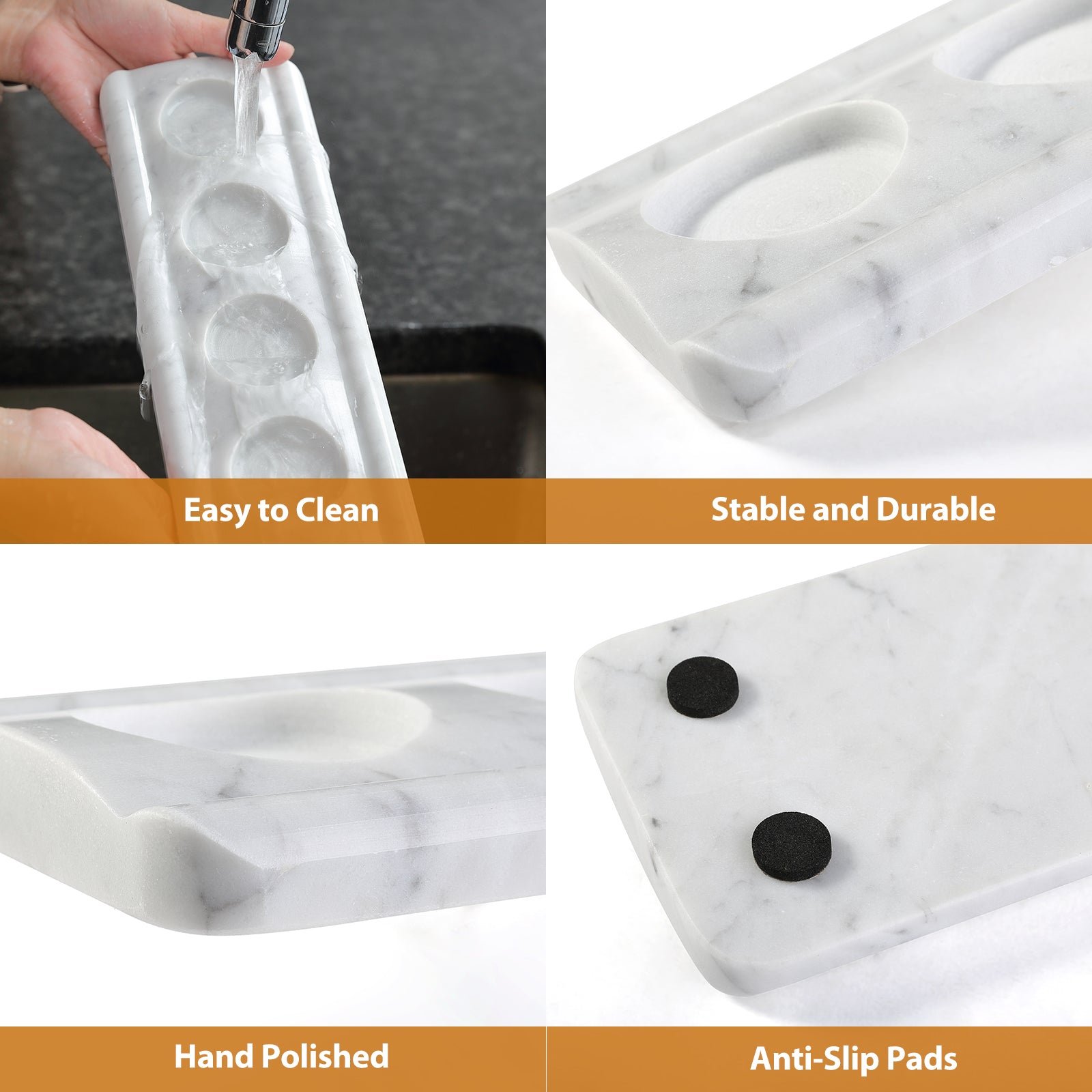 Koville 5 Holes Natural Marble Tea Light Candle Holder-Bianco Carrara