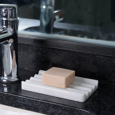 Koville White Soap Dish – Illuminating Elegant Spaces · Natural Pattern A