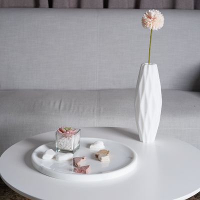 Round Serving Tray - Marble (Statuario)