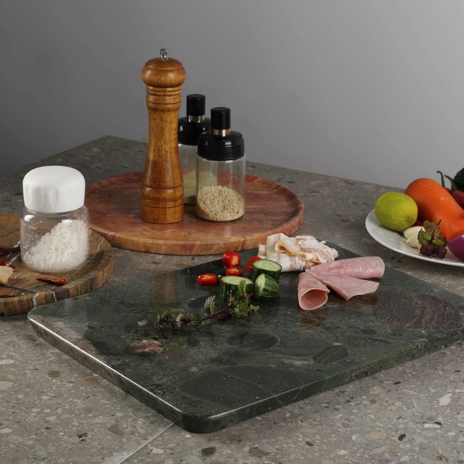 Koville Natural Granite Rectangle Pastry Board-Twister Green