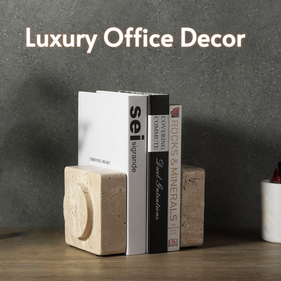 Koville Beige Square Bookends – Natural Warmth and Timeless Calm