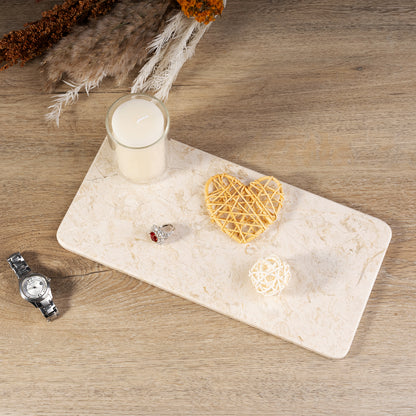Rectangular Plate 2 Pcs - Marble (Crema Beige)