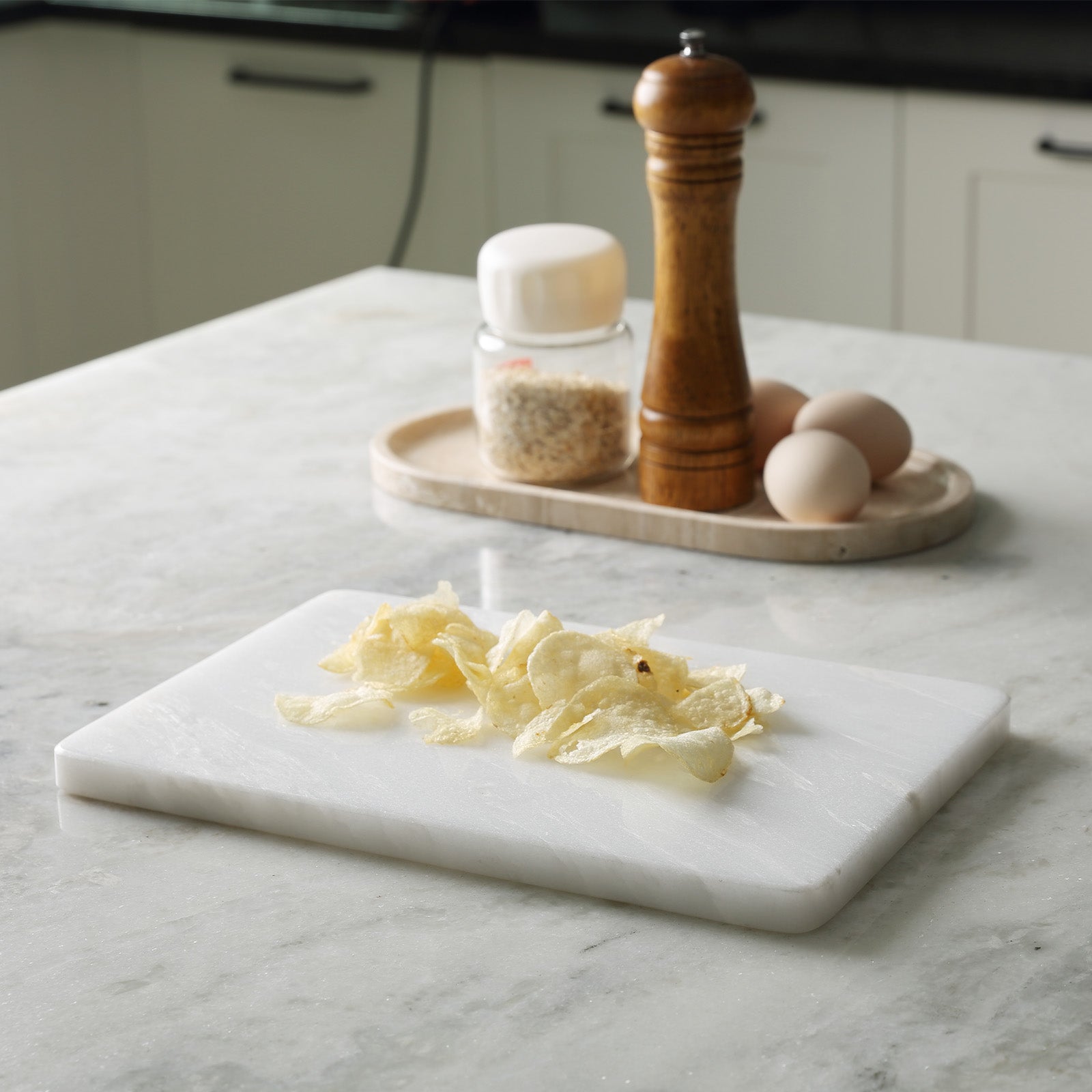 Koville Natural Marble Rectangle Pastry Board-Namib Bianco