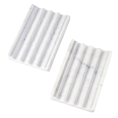Koville White Soap Dish Set of 2 – Illuminating Elegant Spaces · Natural Pattern A
