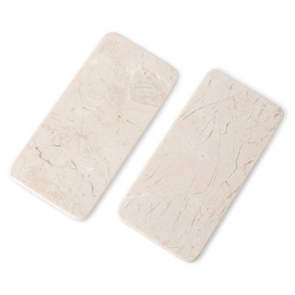 Rectangular Plate 2 Pcs - Marble (Crema Beige)