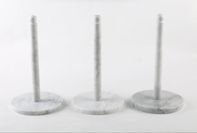 Koville Bianco Carrara natural marble paper towel holder with stone rod