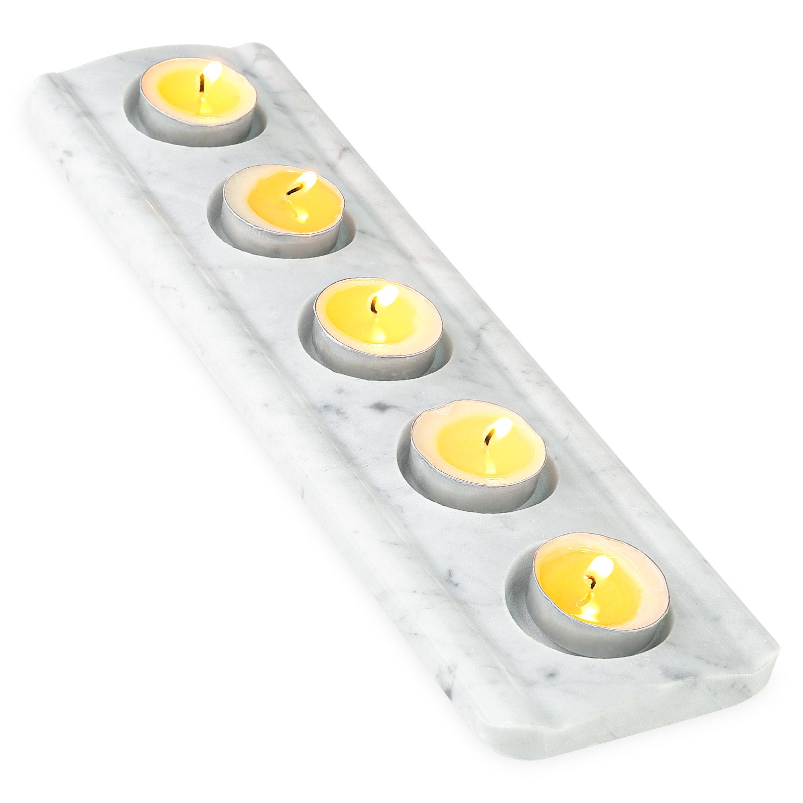 Koville 5 Holes Natural Marble Tea Light Candle Holder-Bianco Carrara