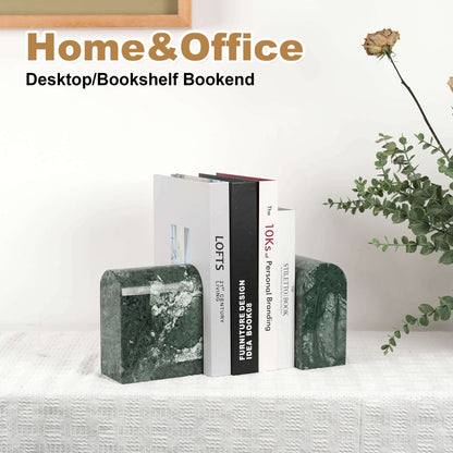 Koville-13lbs-Luxury-Marble-Bookends-Heavy-Duty-Book-Holders-Indian-Green