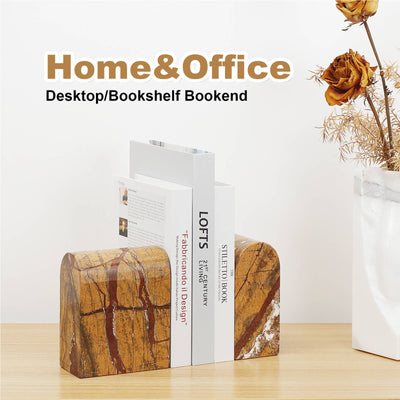 Koville-13lbs-Luxury-Marble-Bookends-Rainforest-Gold-Book-Holders