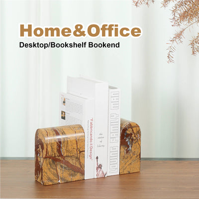Koville-13lbs-Luxury-Marble-Bookends-Rainforest-Gold-Book-Holders