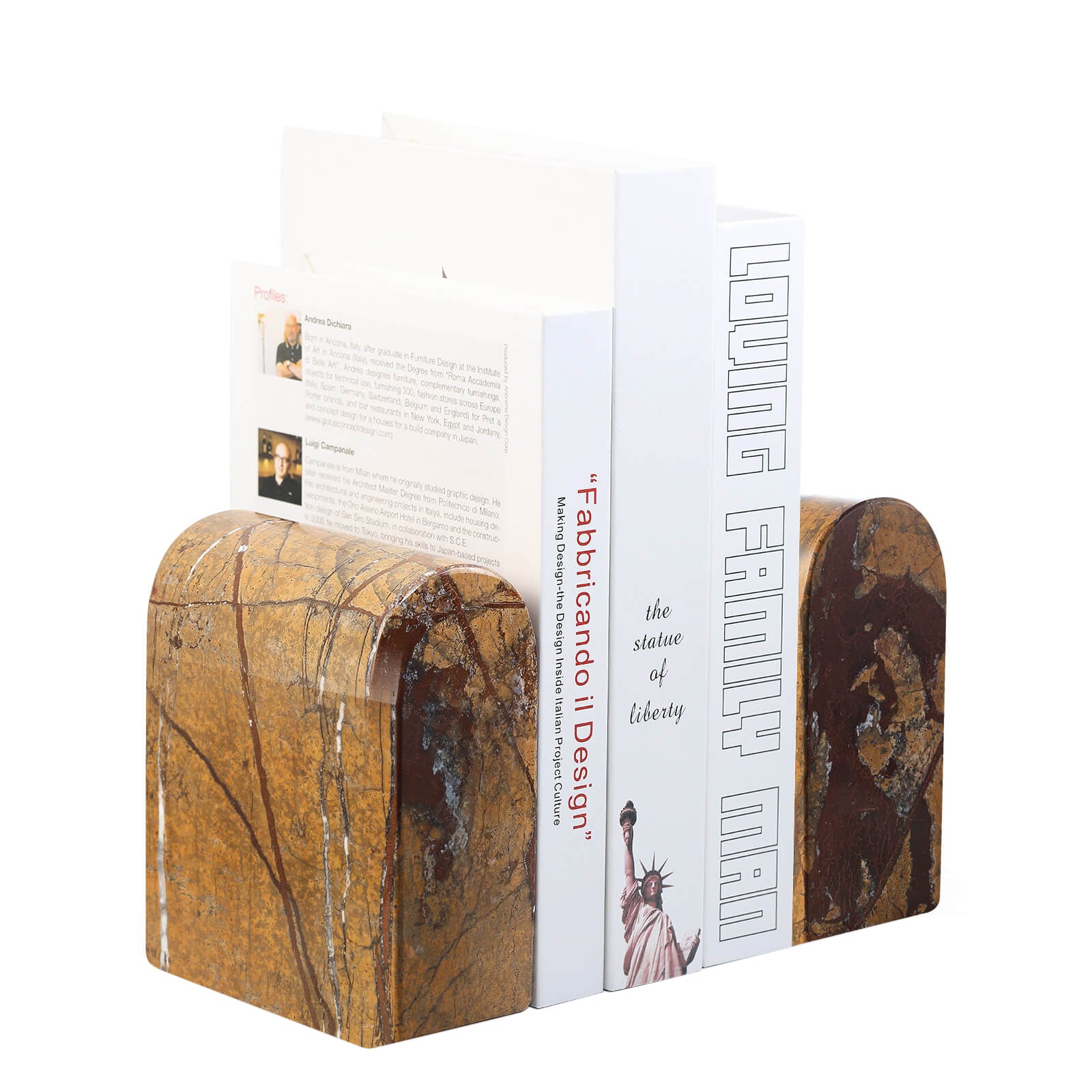 Koville-13lbs-Luxury-Marble-Bookends-Rainforest-Gold-Book-Holders