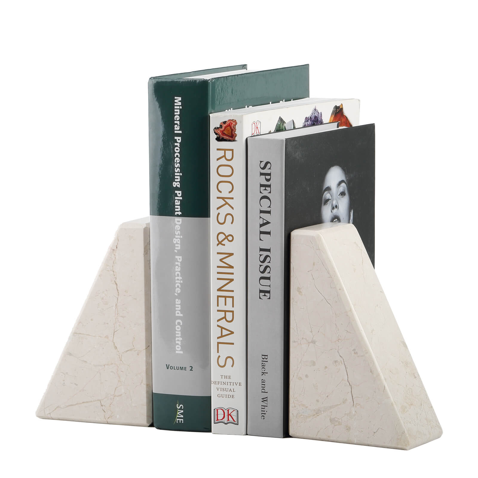 Trapezoid Bookends - Marble (Crema Beige)