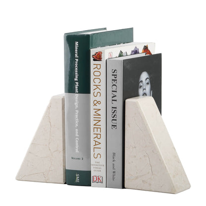 Trapezoid Bookends - Marble (Crema Beige)