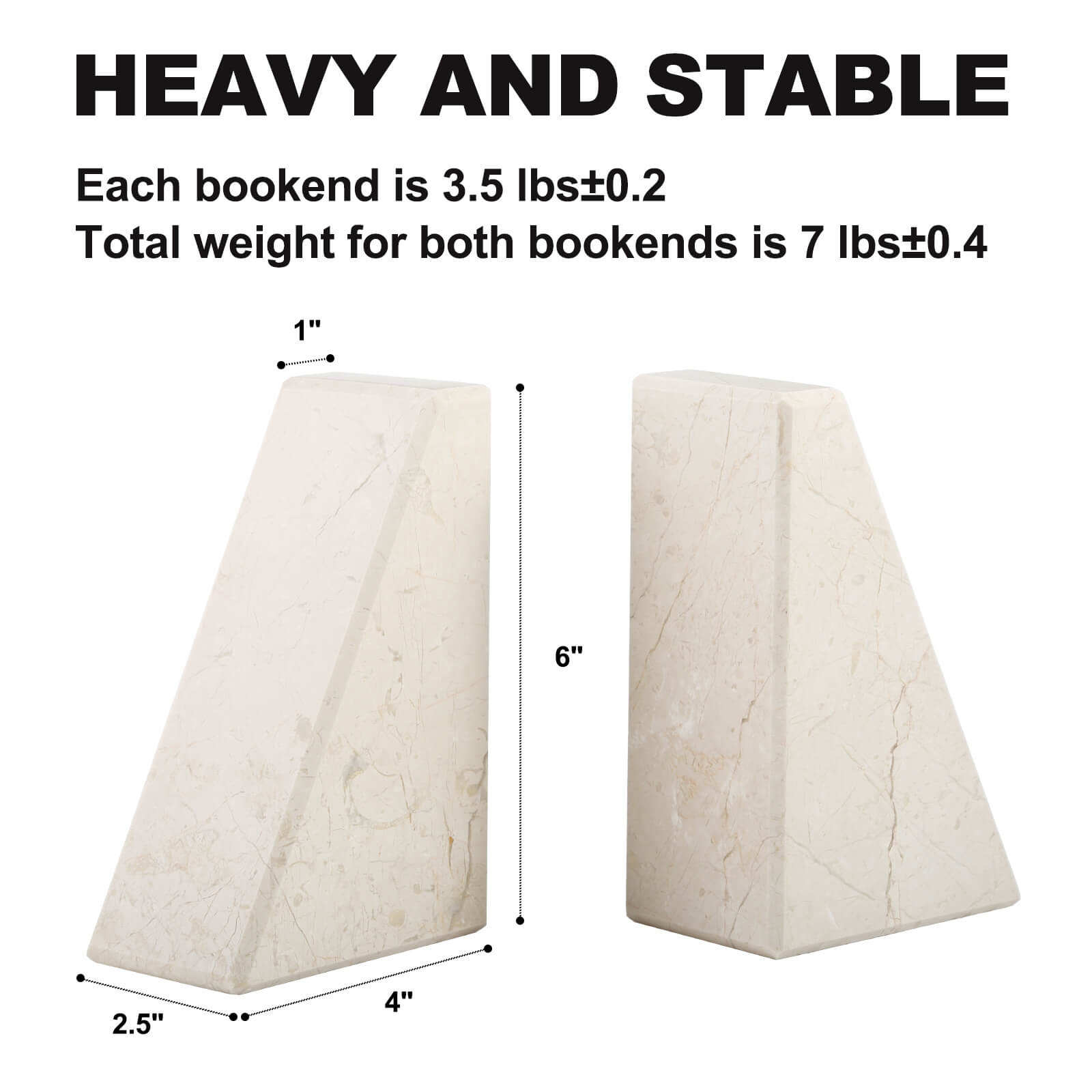 Koville-7lbs-Trapezoid-Marble-Bookends-Crema-Beige-Book-Holders