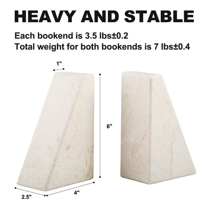 Koville-7lbs-Trapezoid-Marble-Bookends-Crema-Beige-Book-Holders
