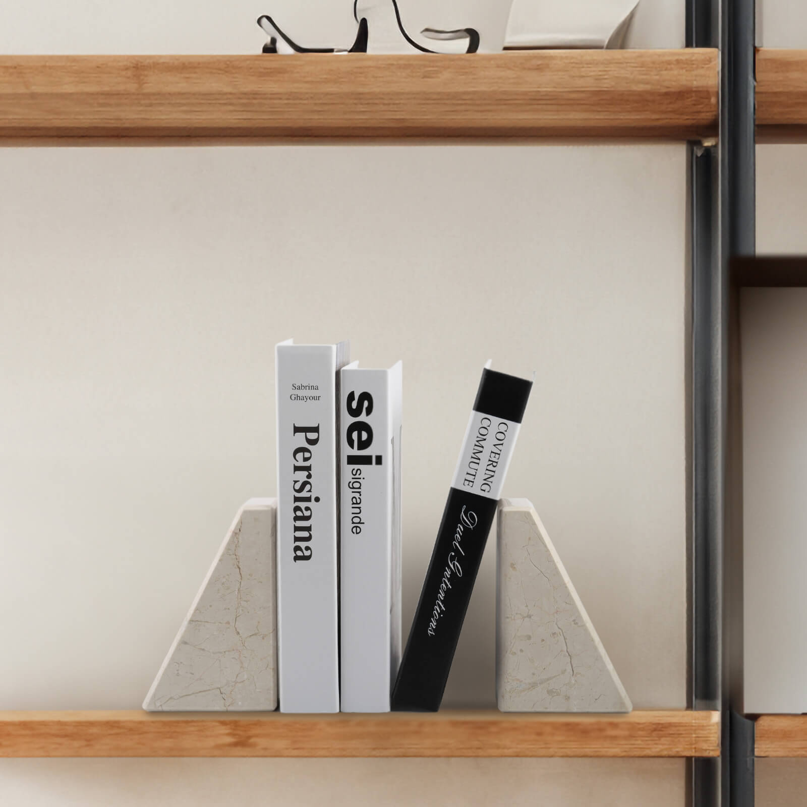 Koville-7lbs-Trapezoid-Marble-Bookends-Crema-Beige-Book-Holders
