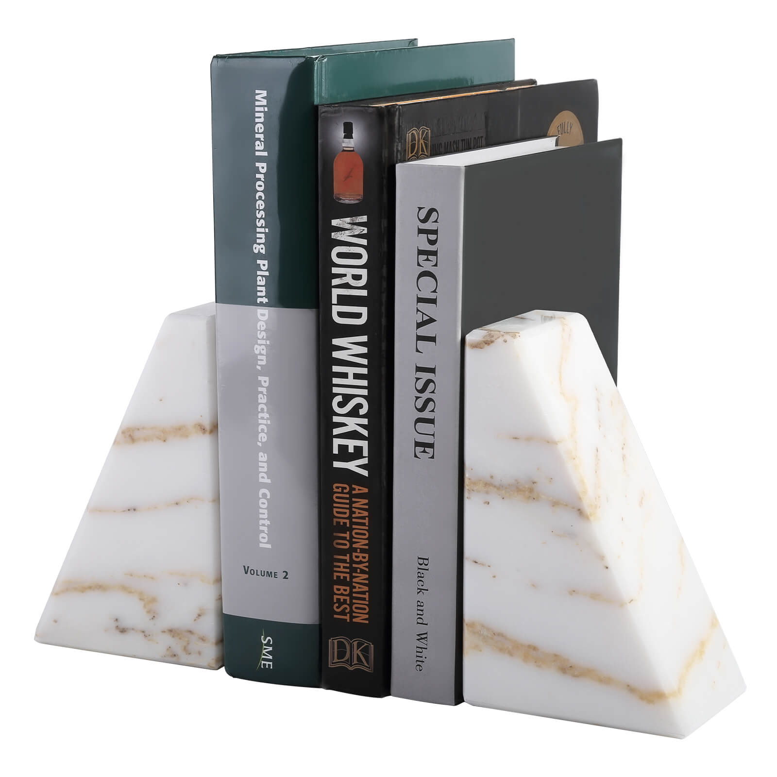 Trapezoid Bookends - Marble (Golden Calacatta)