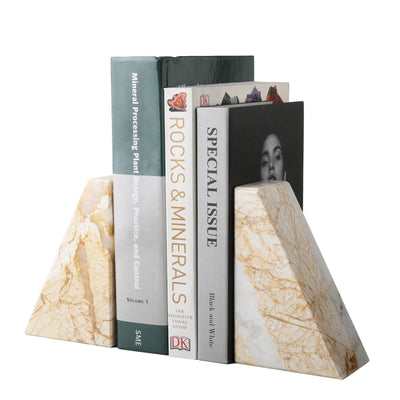 Koville-7lbs-Trapezoid-Marble-Bookends-Yellow-River-Book-Holders