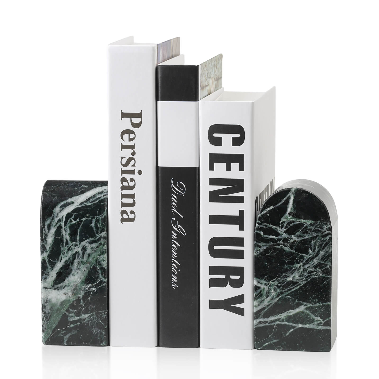 Koville-Luxury-Marble-Bookends-7lbs--Verde-Remeggiato-Book-Holders