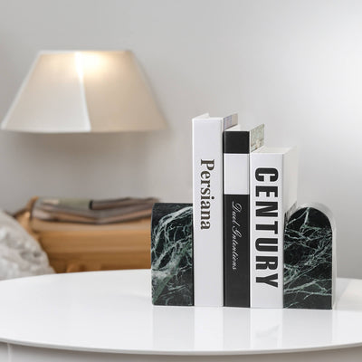 Koville-Luxury-Marble-Bookends-7lbs--Verde-Remeggiato-Book-Holders