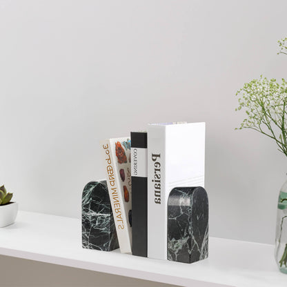 Koville-Luxury-Marble-Bookends-7lbs--Verde-Remeggiato-Book-Holders