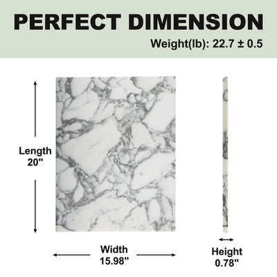 Koville Luxury Marble Cutting Board 20x16in Arabescato Marble Slab