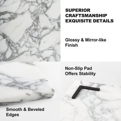 Koville Luxury Marble Cutting Board 20x16in Arabescato Marble Slab