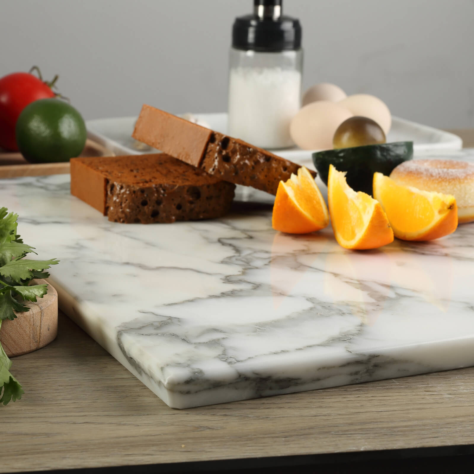 Koville Luxury Marble Cutting Board 20x16in Arabescato Marble Slab