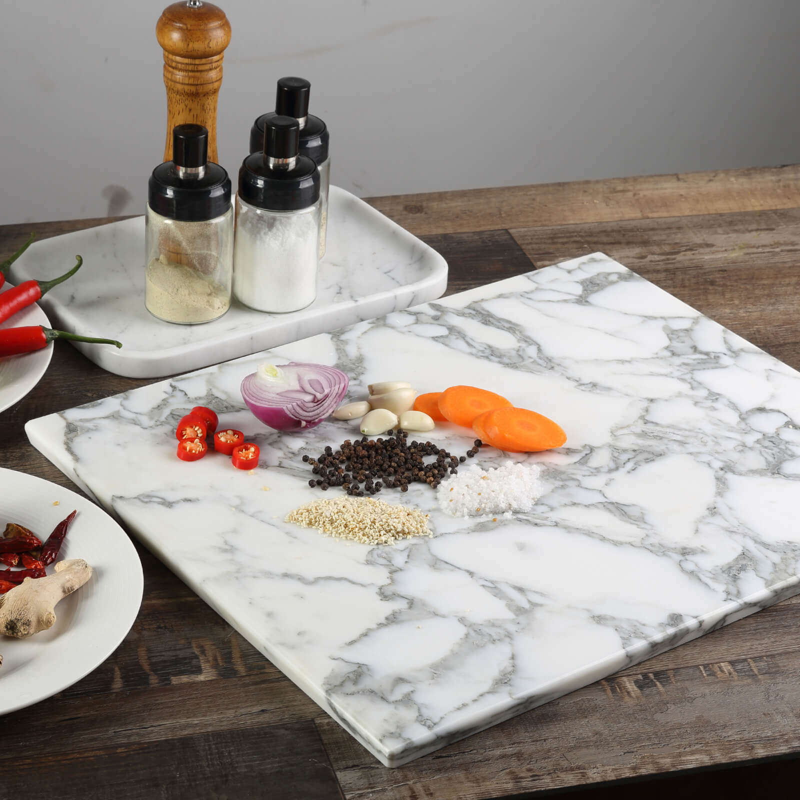 Koville Luxury Marble Cutting Board 20x16in Arabescato Marble Slab