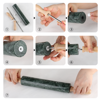 Koville Green Rolling Pin with Scraper and Dough Mat – A Natural Sense of Calm