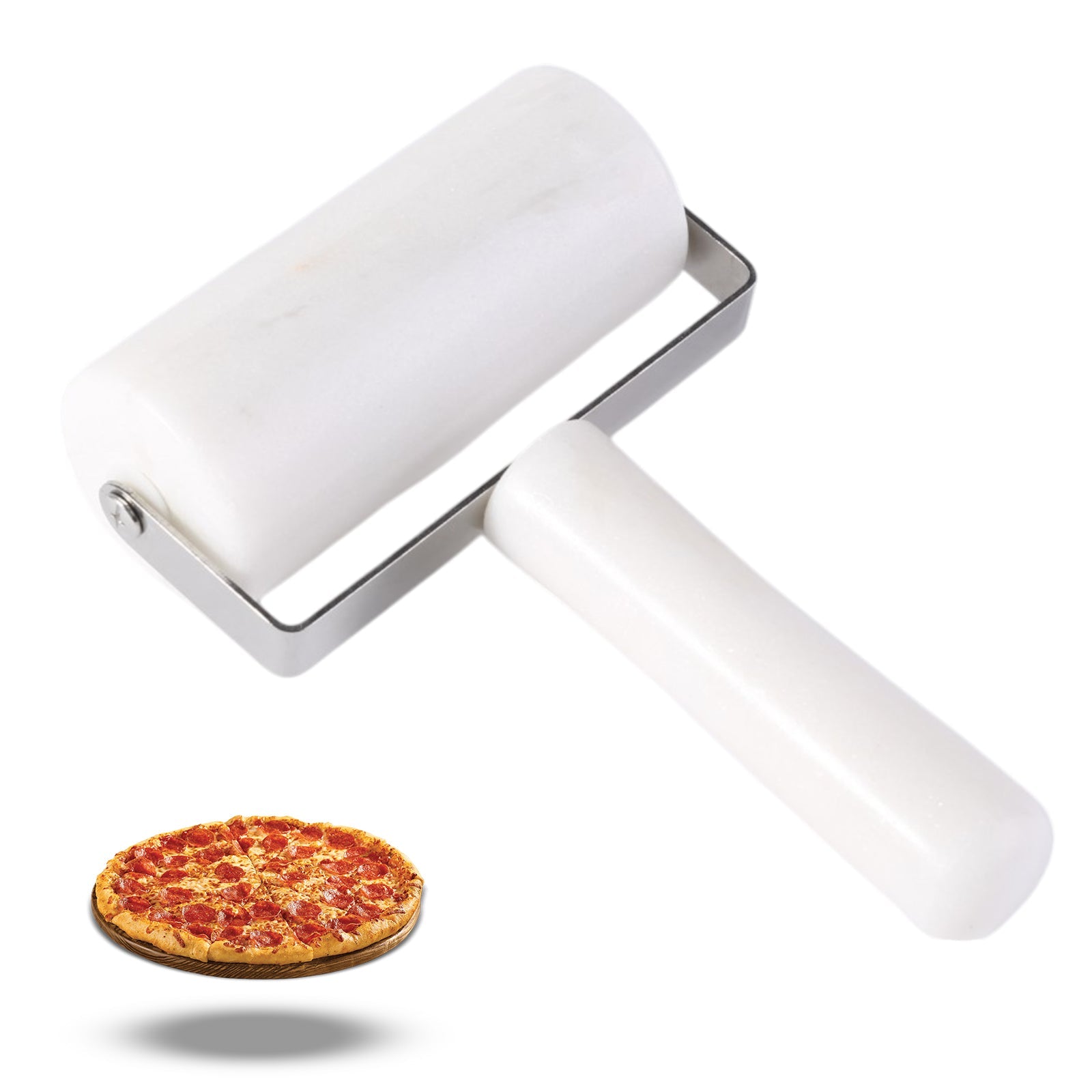 Koville white single-ended rolling pin in natural stone