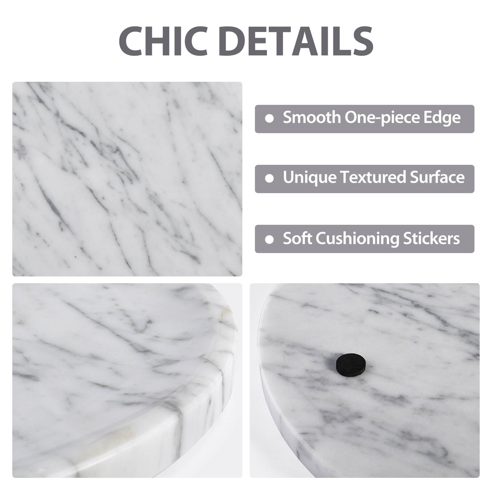 Round Serving Tray - Marble (Bianco Carrara)