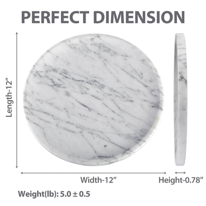 Round Serving Tray - Marble (Bianco Carrara)