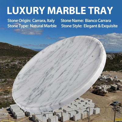 Round Serving Tray - Marble (Bianco Carrara)
