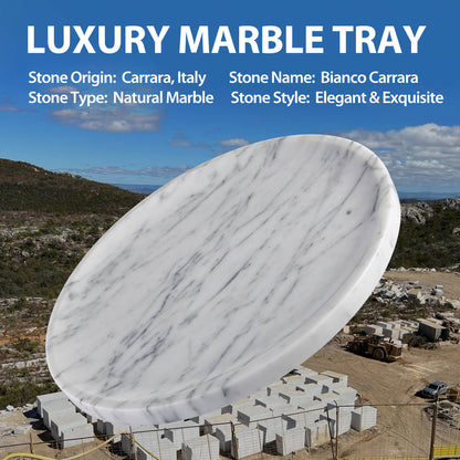 Round Serving Tray - Marble (Bianco Carrara)