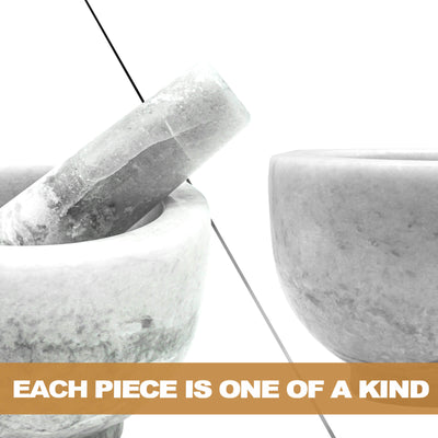 Koville Marble Mortar and Pestle Set 5.0in Grigio Fantasy Grinder Bowl