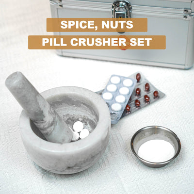 Koville Marble Mortar and Pestle Set 5.0in Grigio Fantasy Grinder Bowl