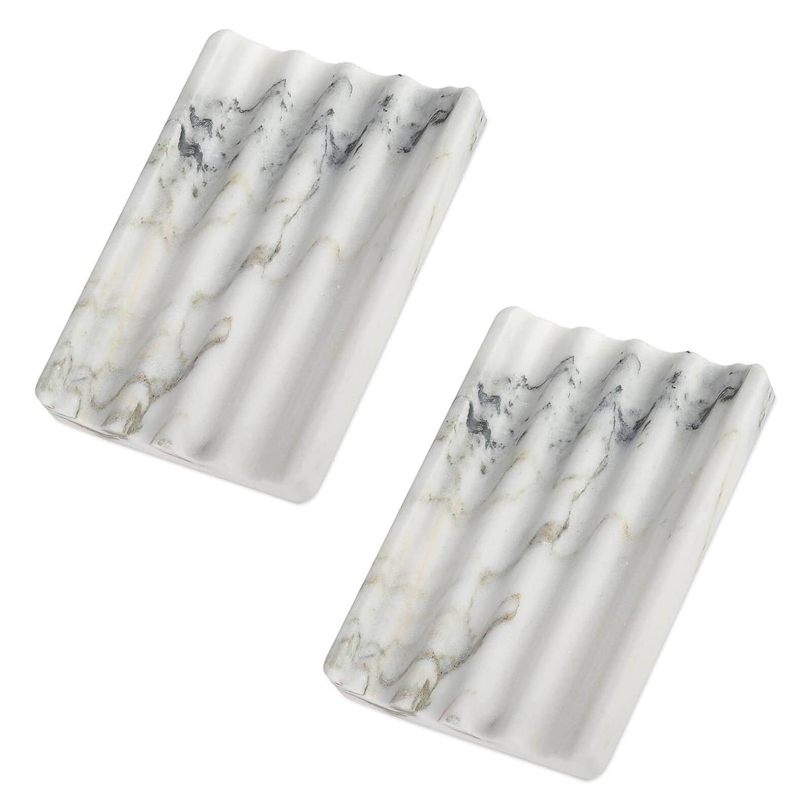 Koville Nuture Marble 2PCS Soap Dish Namib Bianco Soap Holder for Bathroom