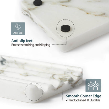 Koville Nuture Marble 2PCS Soap Dish Namib Bianco Soap Holder for Bathroom